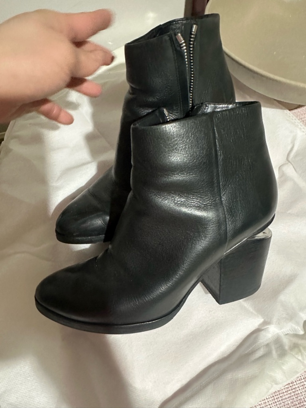 Alexander Wang Black Leather Ankle Booties with Chunky Heel